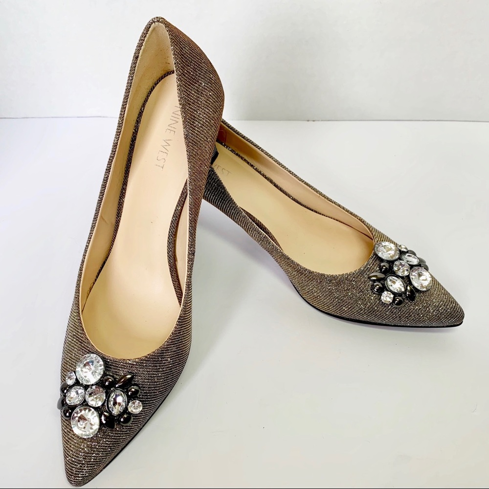 Vintage Nine West Glitter Jewel Embellished Shoes